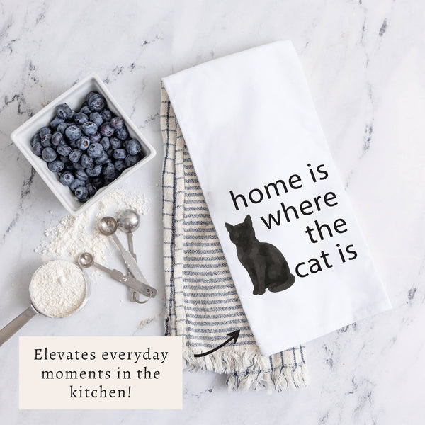 Home Is Where The Pet Cat Tea Towel