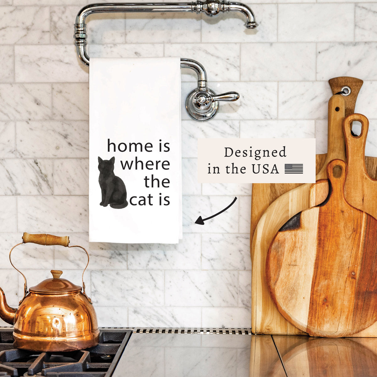 Home Is Where The Pet Cat Tea Towel
