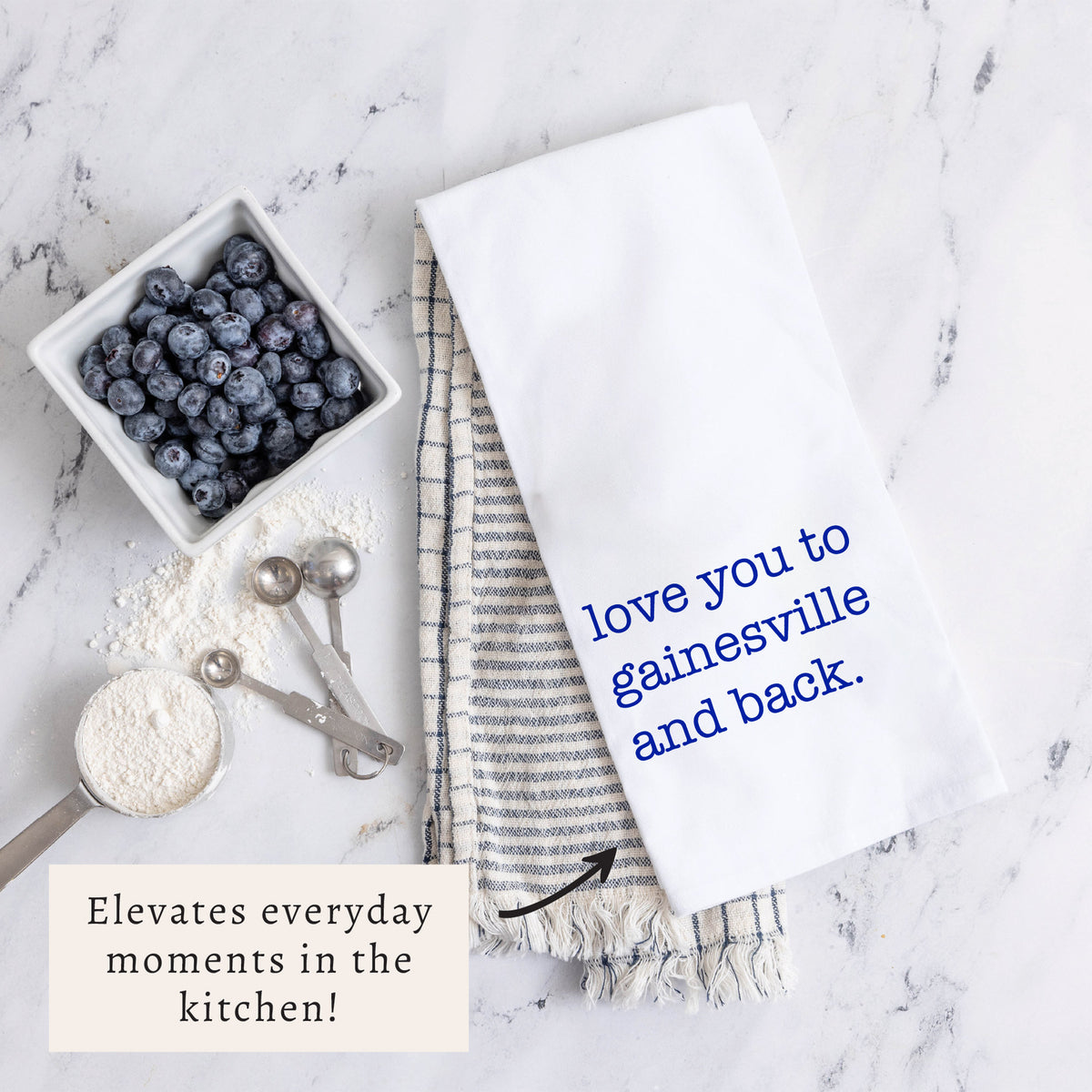 Love To Gainesville And Back Dark Blue Tea Towel