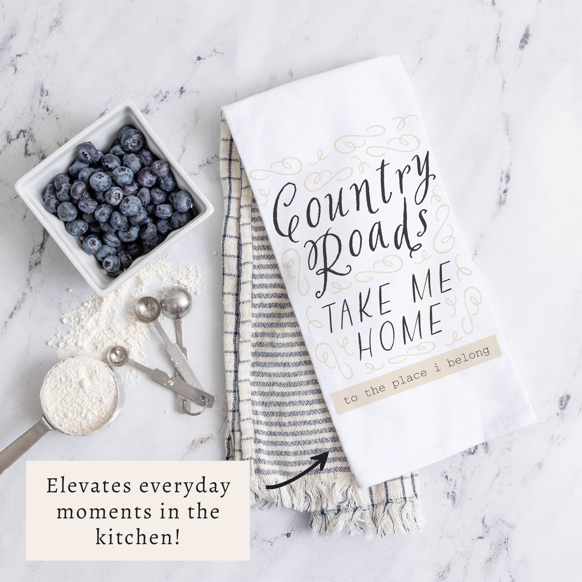 Country Roads Take Me Home Tea Towel