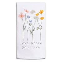 Love Where You Live Floral Tea Towel