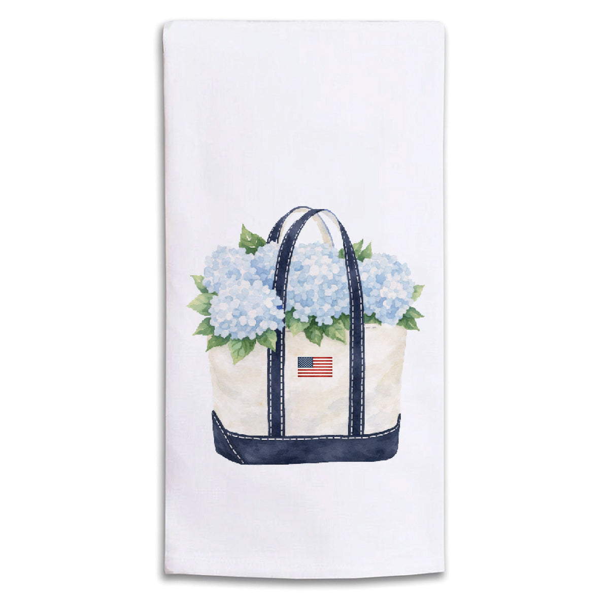 Hydrangea Flag Boat Tote Tea Towel