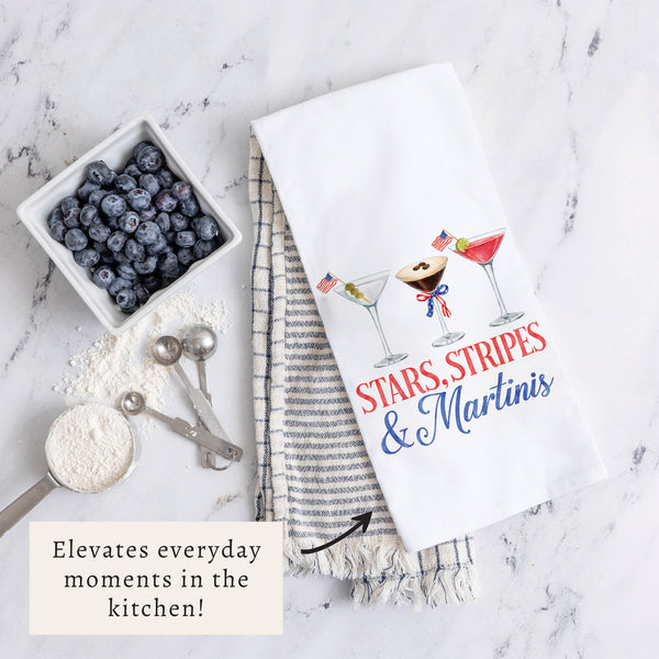 Stars Stripes & Martinis Tea Towel