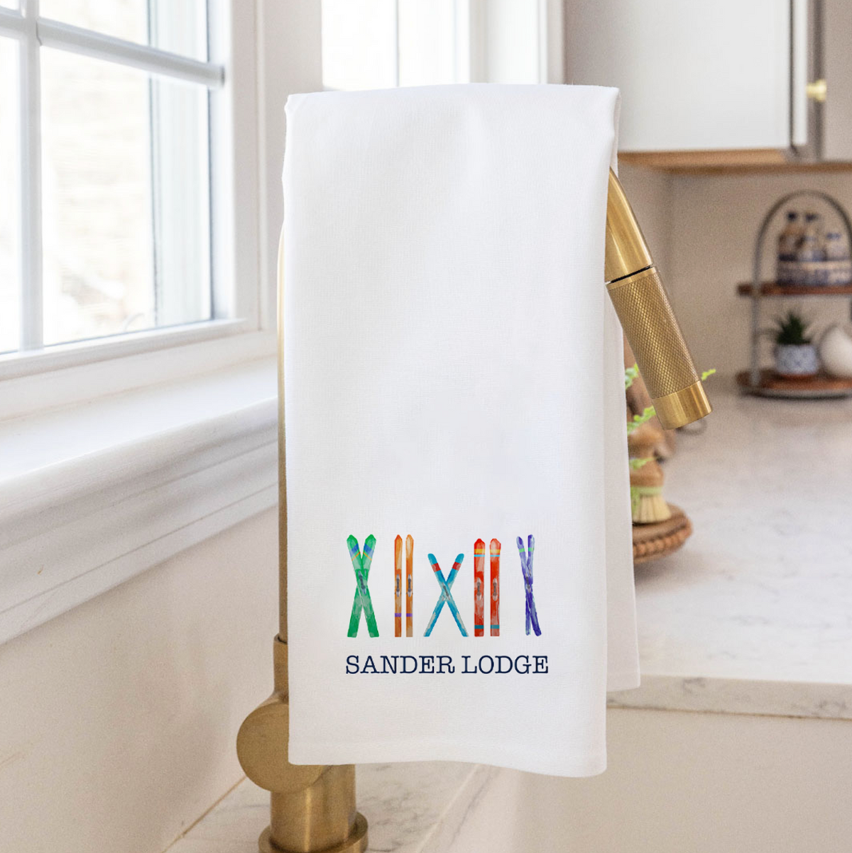 Multi Skis Personalized Tea Towel