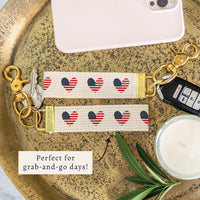American Flag Heart Keychain