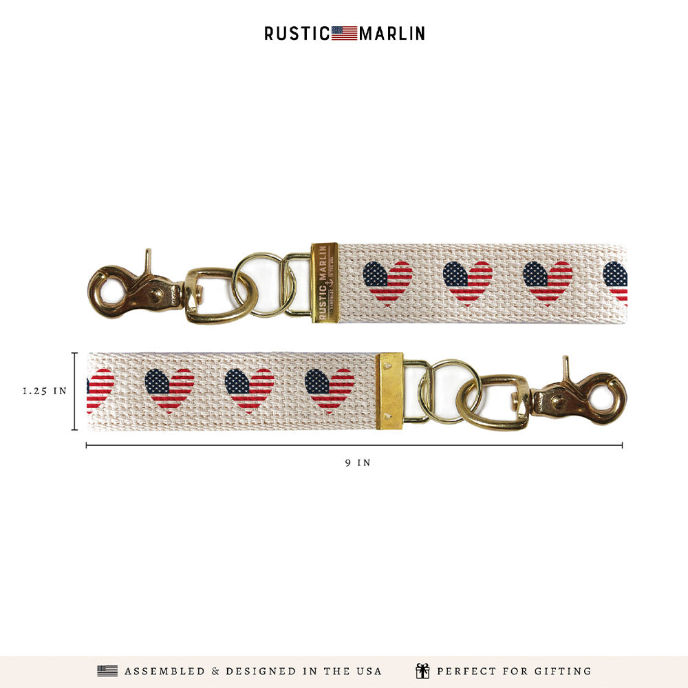 American Flag Heart Keychain