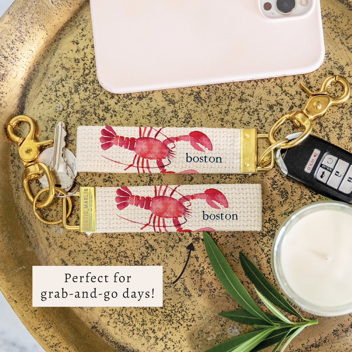 Boston Lobster Watercolor Keychain