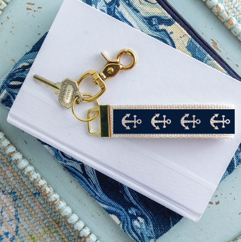 Navy Anchors Keychain