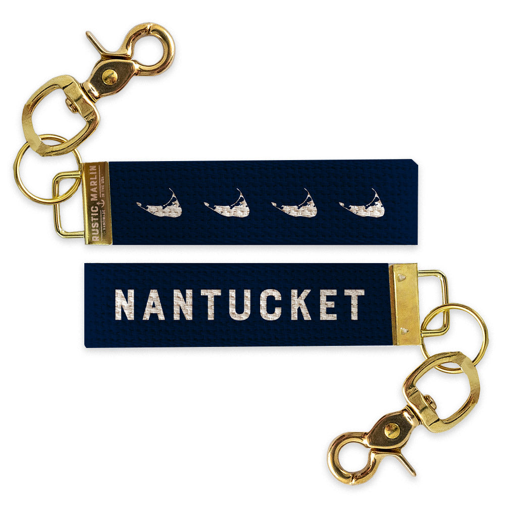 Navy Nantucket & Silo Keychain