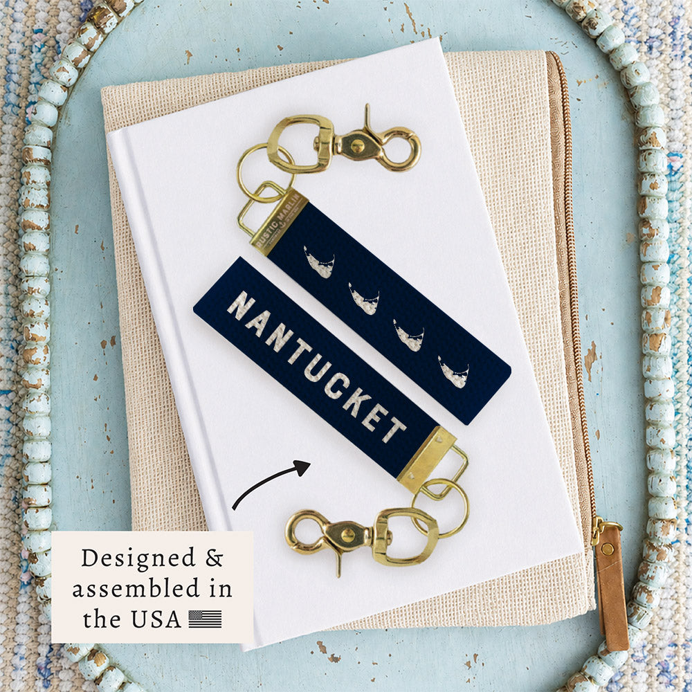 Navy Nantucket & Silo Keychain