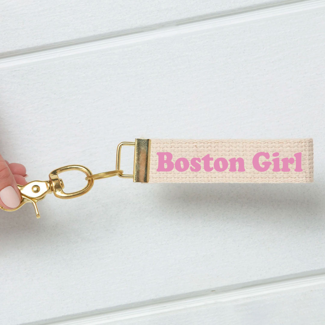 Pink Boston Girl Keychain