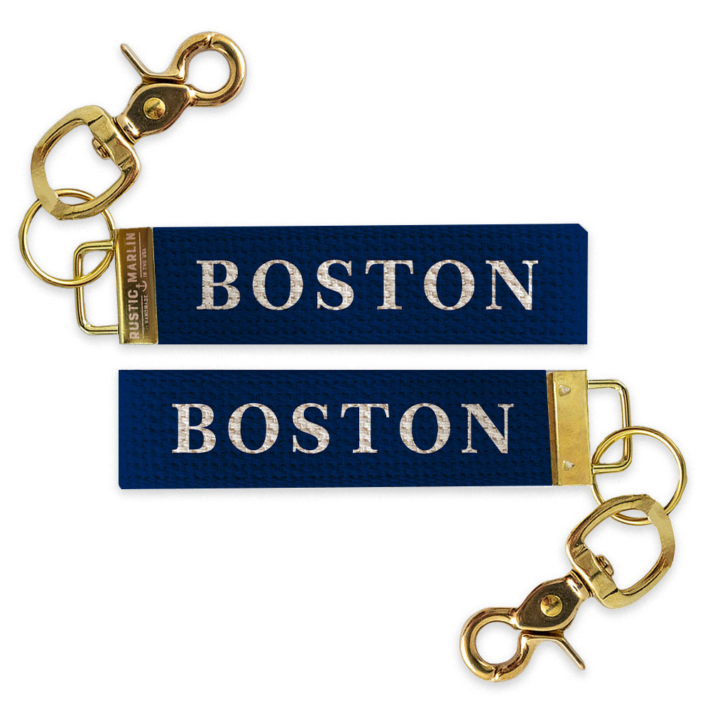 Boston Navy Keychain
