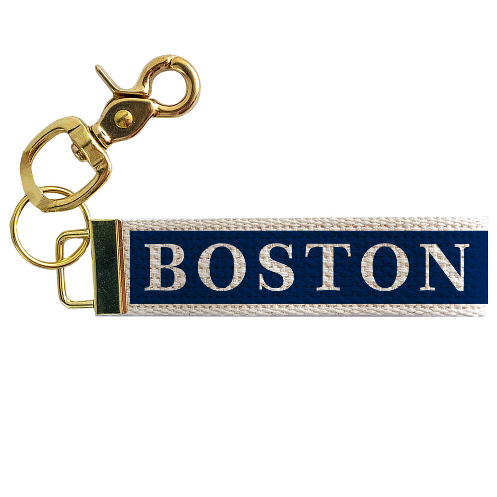 Navy Boston Keychain