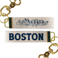 Navy Boston Skyline Keychain