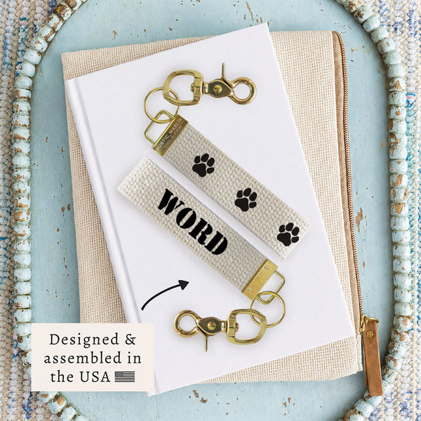 Paw Print Black Personalized Keychain