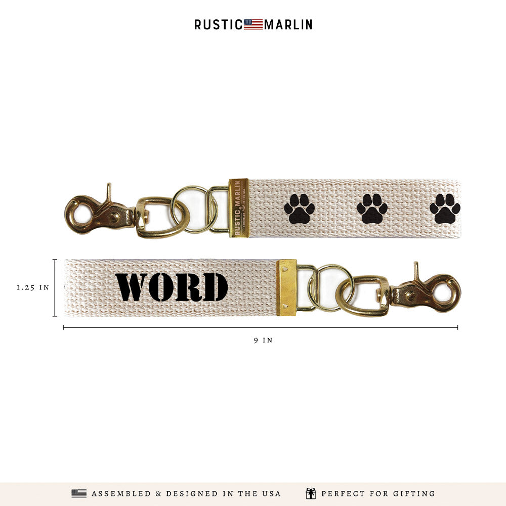 Paw Print Black Personalized Keychain