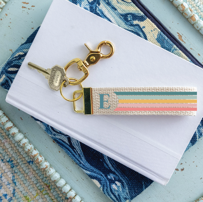 Personalized Initial Stripes Keychain