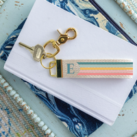 Initial Stripes Personalized Keychain