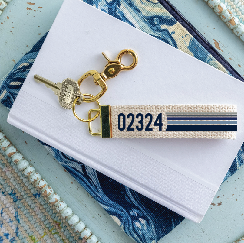 Personalized Zip Code Stripes Keychain