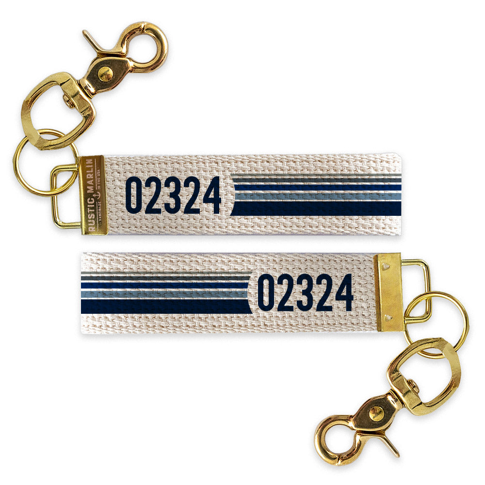 Zip Code Stripes Personalized Keychain