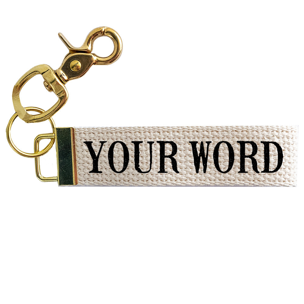 Your Word Personalized White/Green Keychain