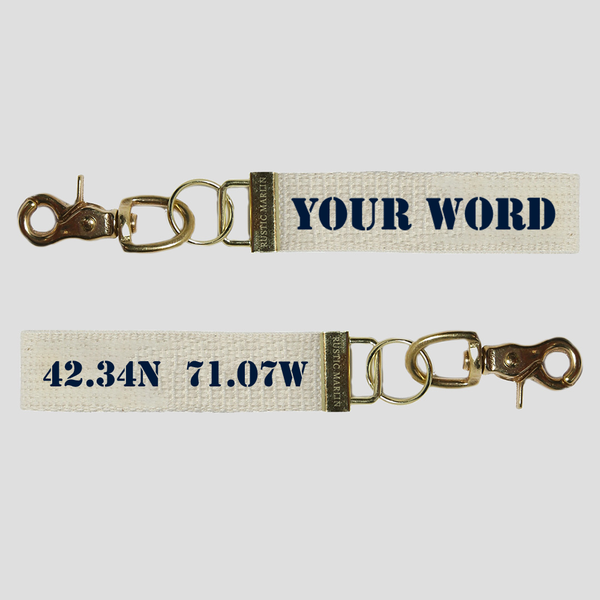 Your Word + Coordinates Keychain