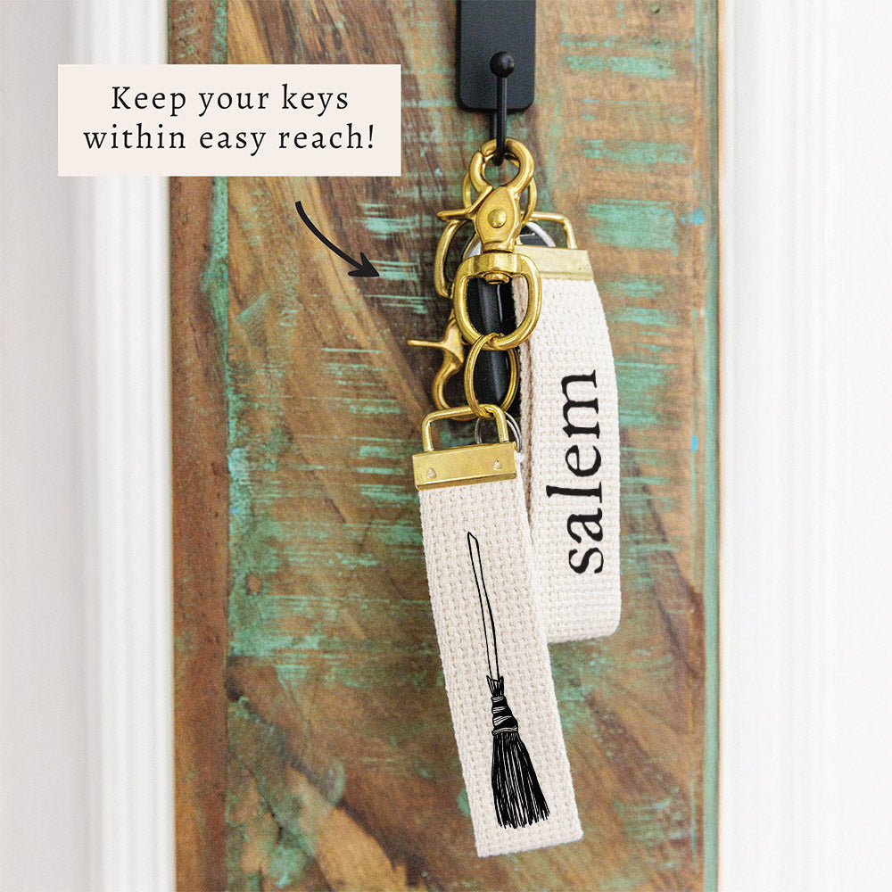 Witch Broom Personalized Keychain