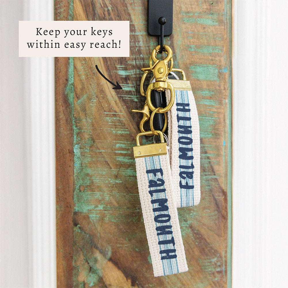 Blue Stripe Personalized Keychain