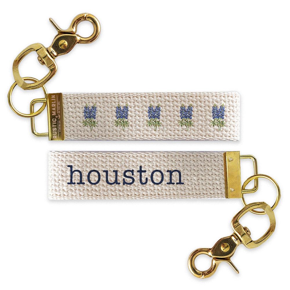 Bluebonnet Floral Personalized Keychain