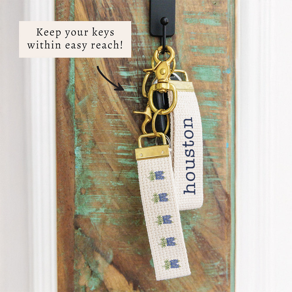 Bluebonnet Floral Personalized Keychain