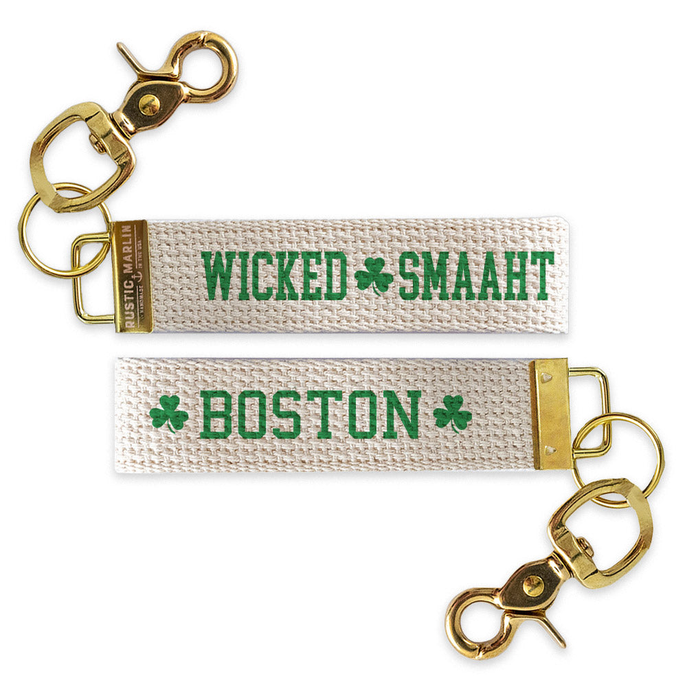 Boston Wicked Smaaht Shamrock Keychain