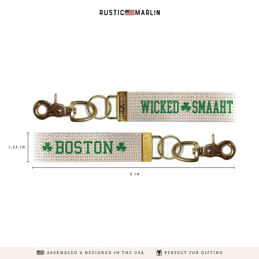 Boston Wicked Smaaht Shamrock Keychain