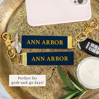 Ann Arbor Black Background Keychain