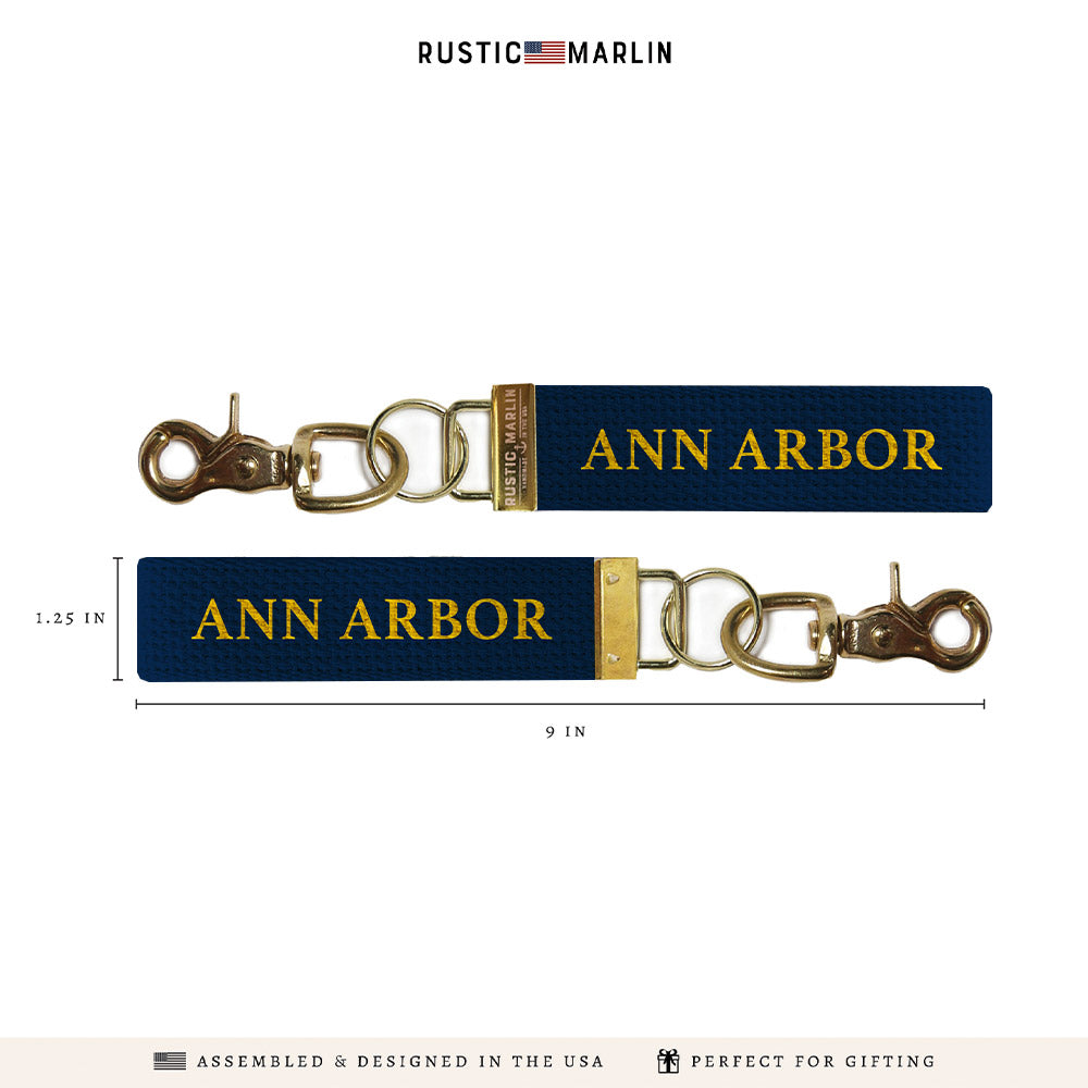 Ann Arbor Black Background Keychain