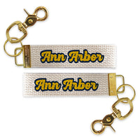 Ann Arbor Yellow Text Keychain