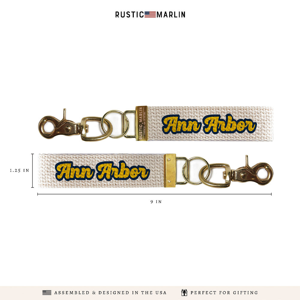 Ann Arbor Yellow Text Keychain
