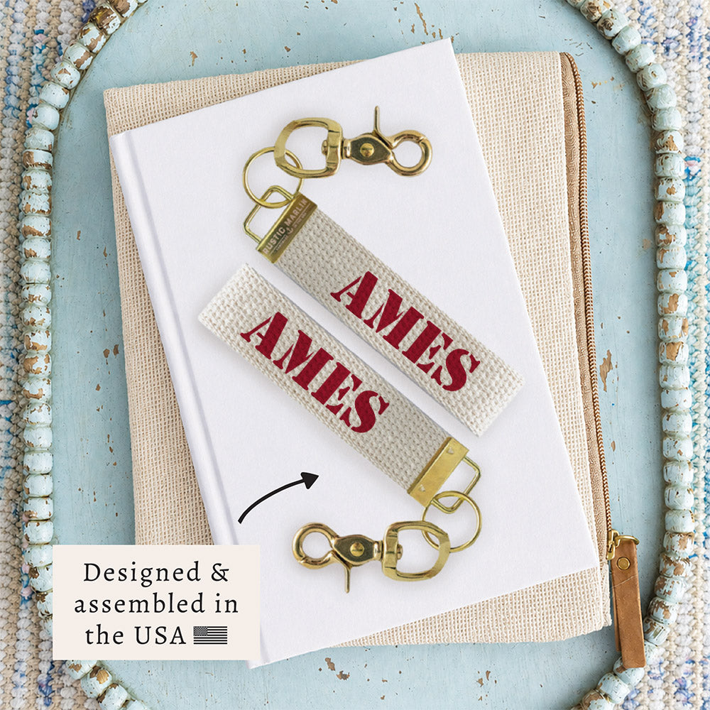 Ames Red Block Keychain