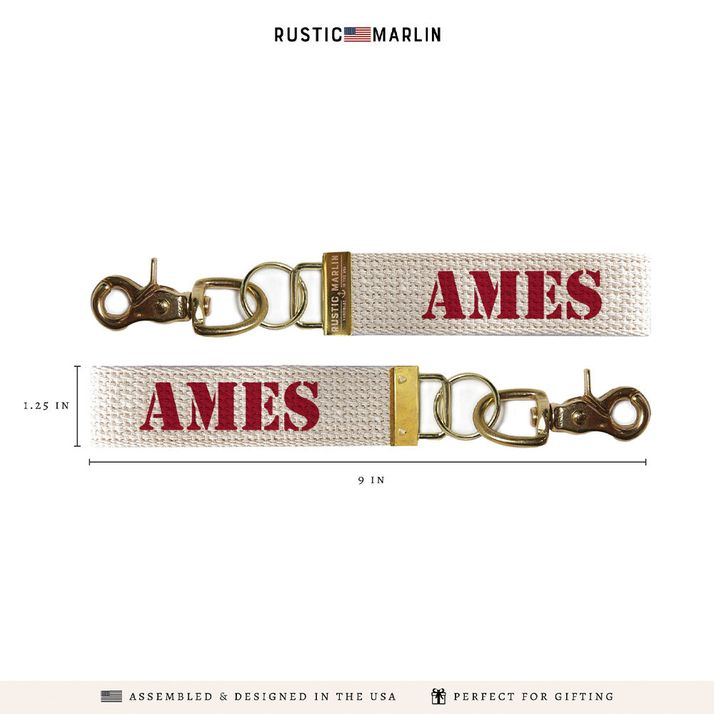 Ames Red Block Keychain