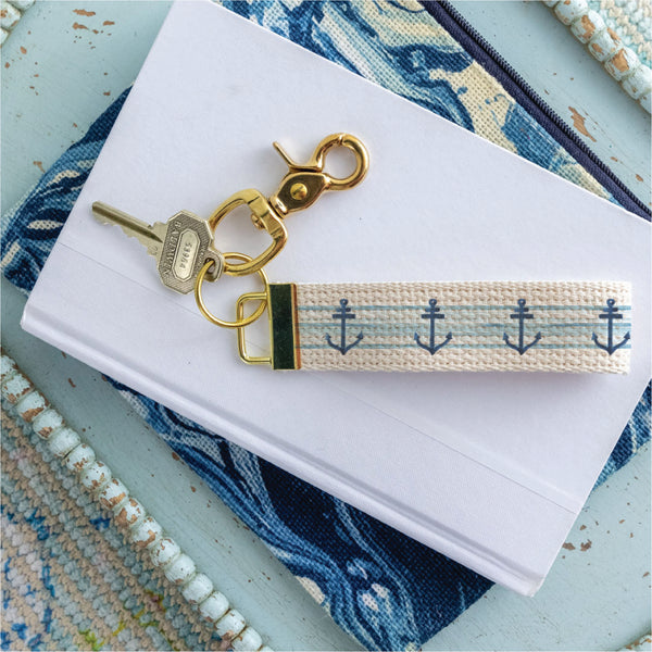Anchor Blue Ombre Stripe Keychain
