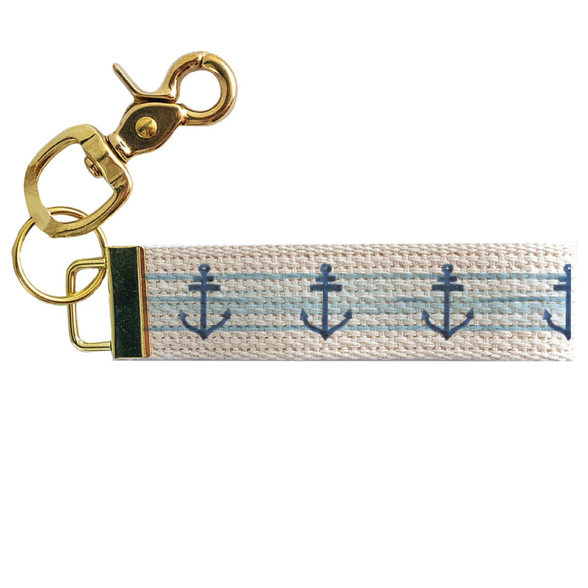Anchor Blue Ombre Stripe Keychain