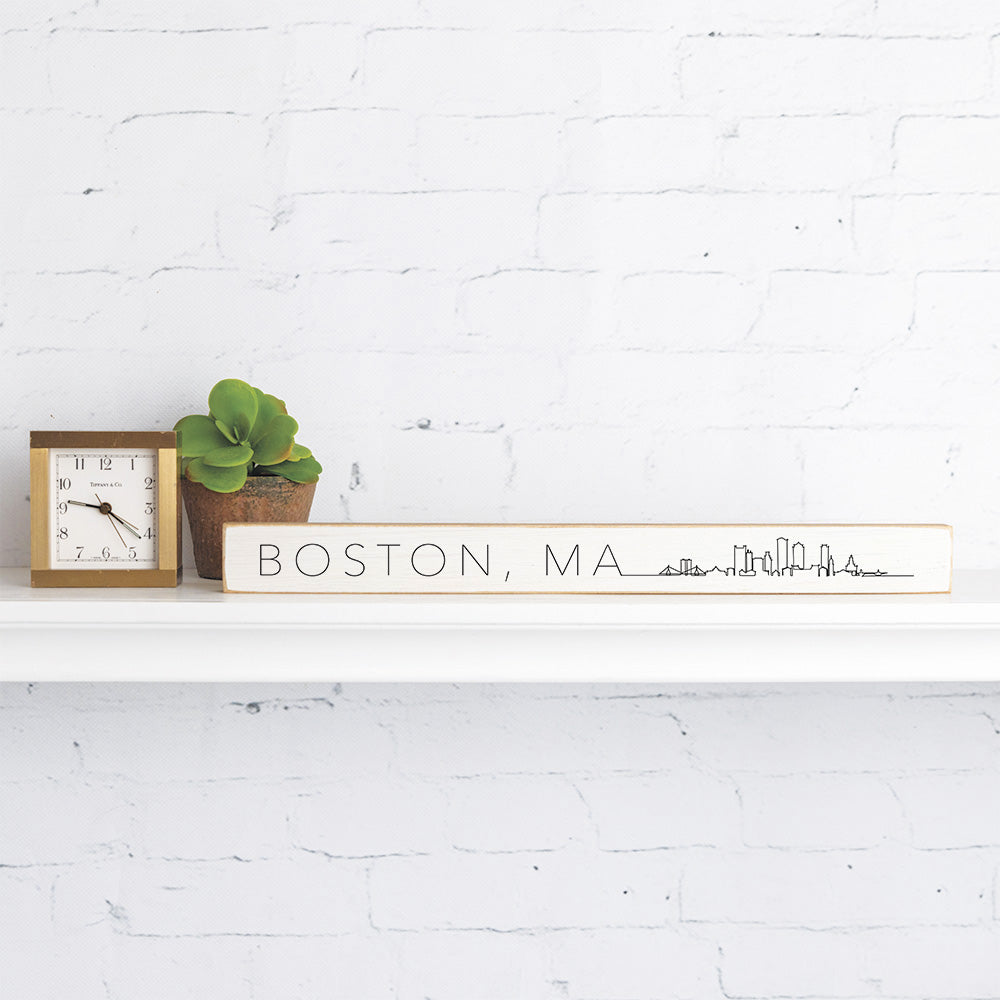 Boston MA Line Art Skyline Skinny Sign