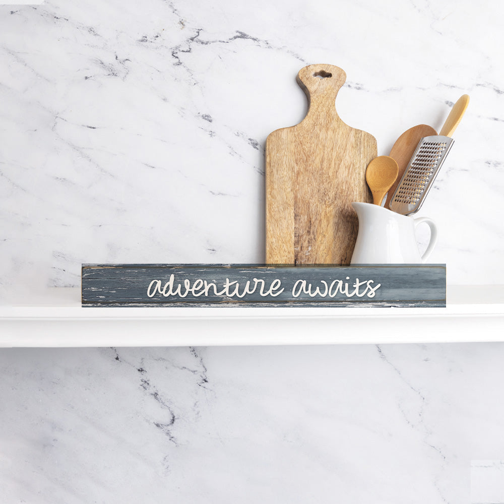 Adventure Awaits Skinny Wooden Sign