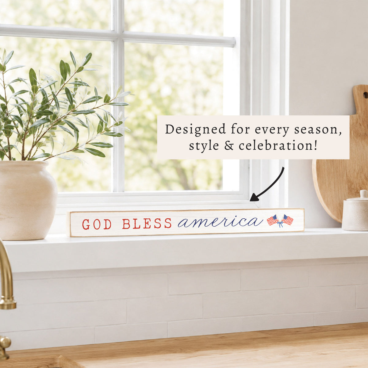 God Bless America Watercolor Skinny Sign