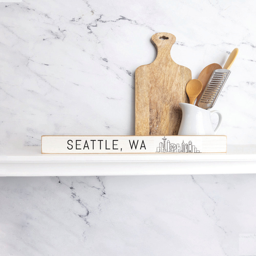 Seattle WA City Line Art Skinny Sign