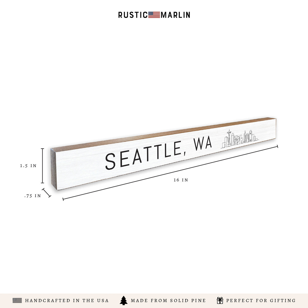 Seattle WA City Line Art Skinny Sign
