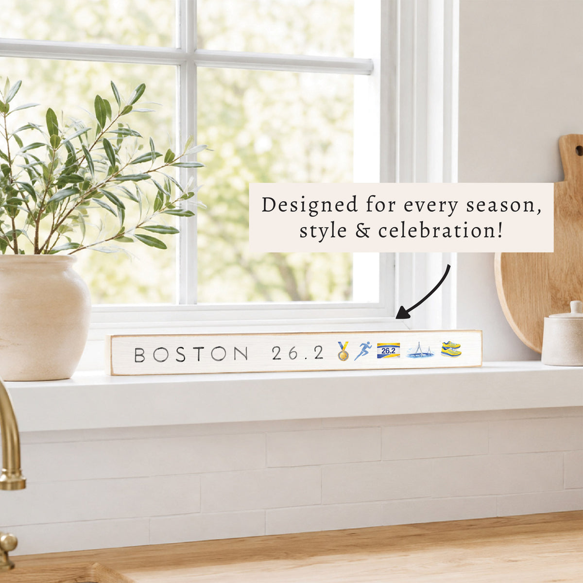 Boston 26.2 Marathon Icons Skinny Sign