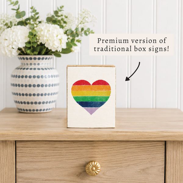 Rainbow Heart Block Sign