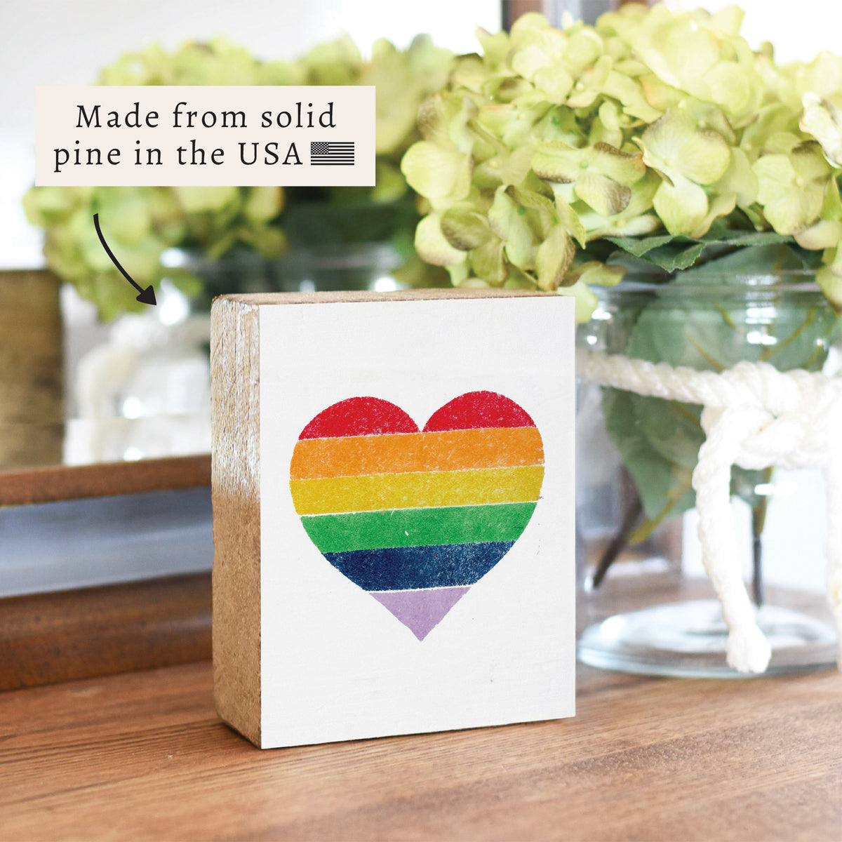 Rainbow Heart Block Sign