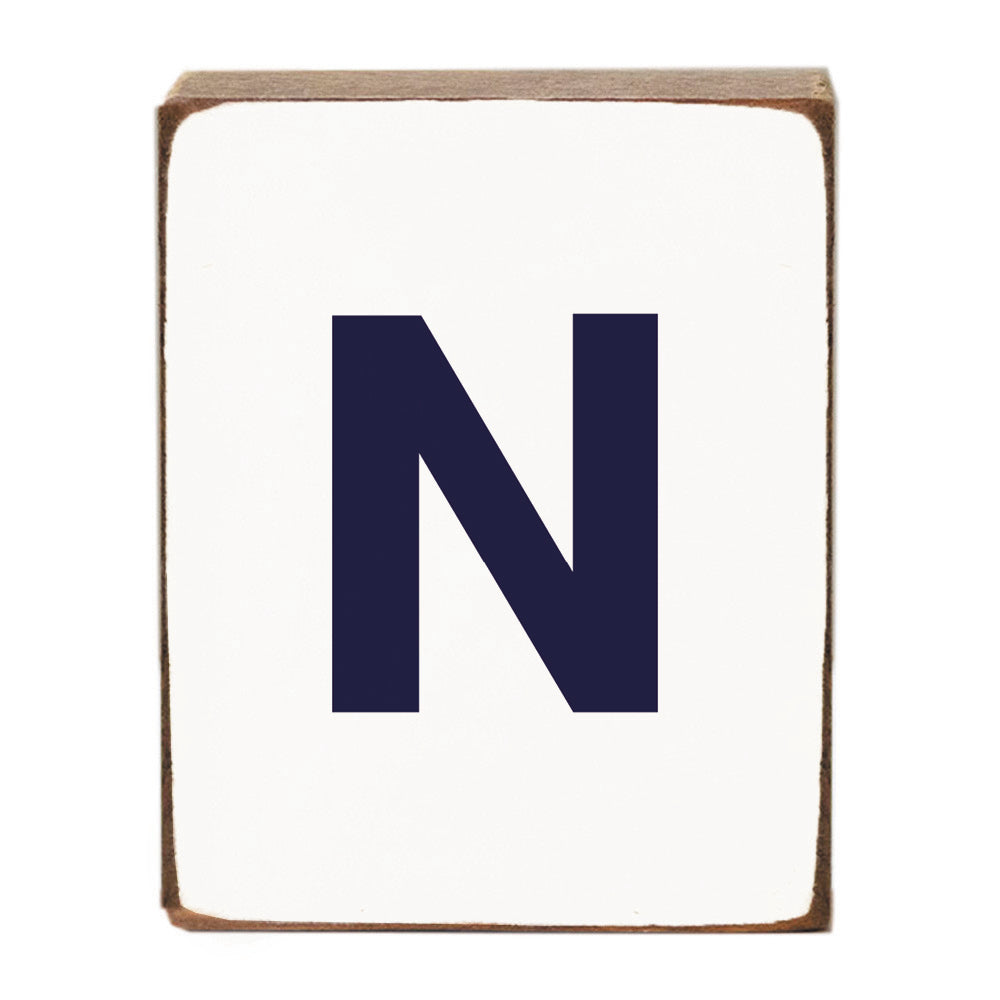Letter Block - Navy Antique