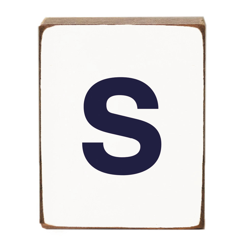 Letter Block - Navy Antique